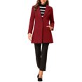thumbnail image 2 of INSPIRE CHIC Manteau Long Classique pour Femme à Revers Cranté, Manches Longues, G Rouge Foncé, 2 of 7