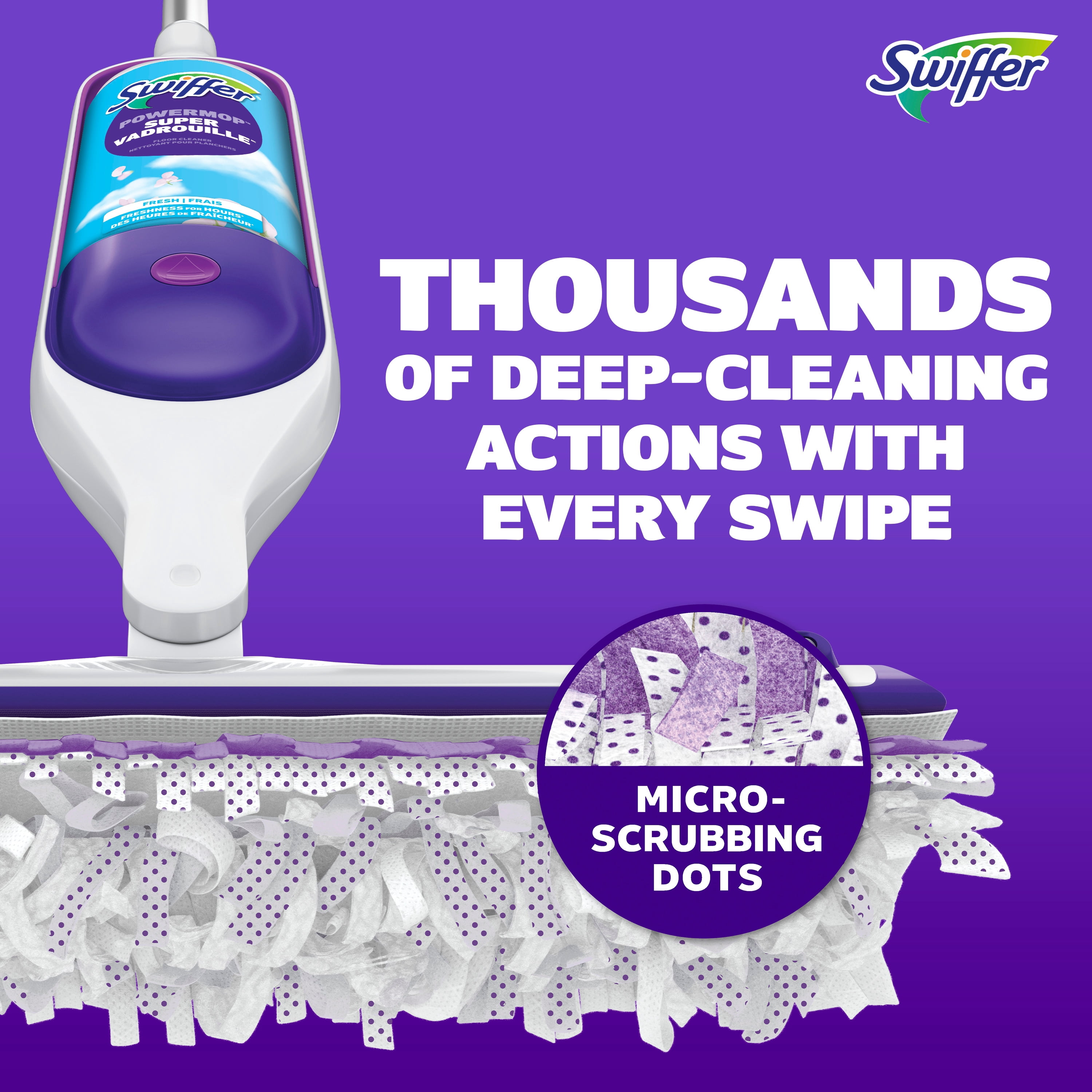Swiffer PowerMop Multi-Surface Mop Kit for Floor Cleaning, Fresh Scent, Mopping Kit Includes PowerMop, 2 Mopping Pad Refills, 1 Floor Cleaning Solution with Fresh Scent and 2 batteries
