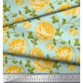 thumbnail image 3 of Soimoi Tissu en Poly Georgette Feuilles & Roses Imprimés Floraux au Mètre 42 Pouces de Large, 3 of 3