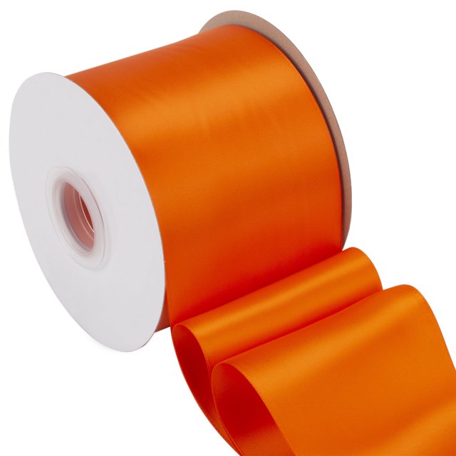 Joycrosso Torrid Orange Ribbon 4 Inch Wide Thick Fabric Ribbon, 50 Yards Double Faced Satin for Chair Sash Bows Making Bouquet Sewing Christmas Decoration