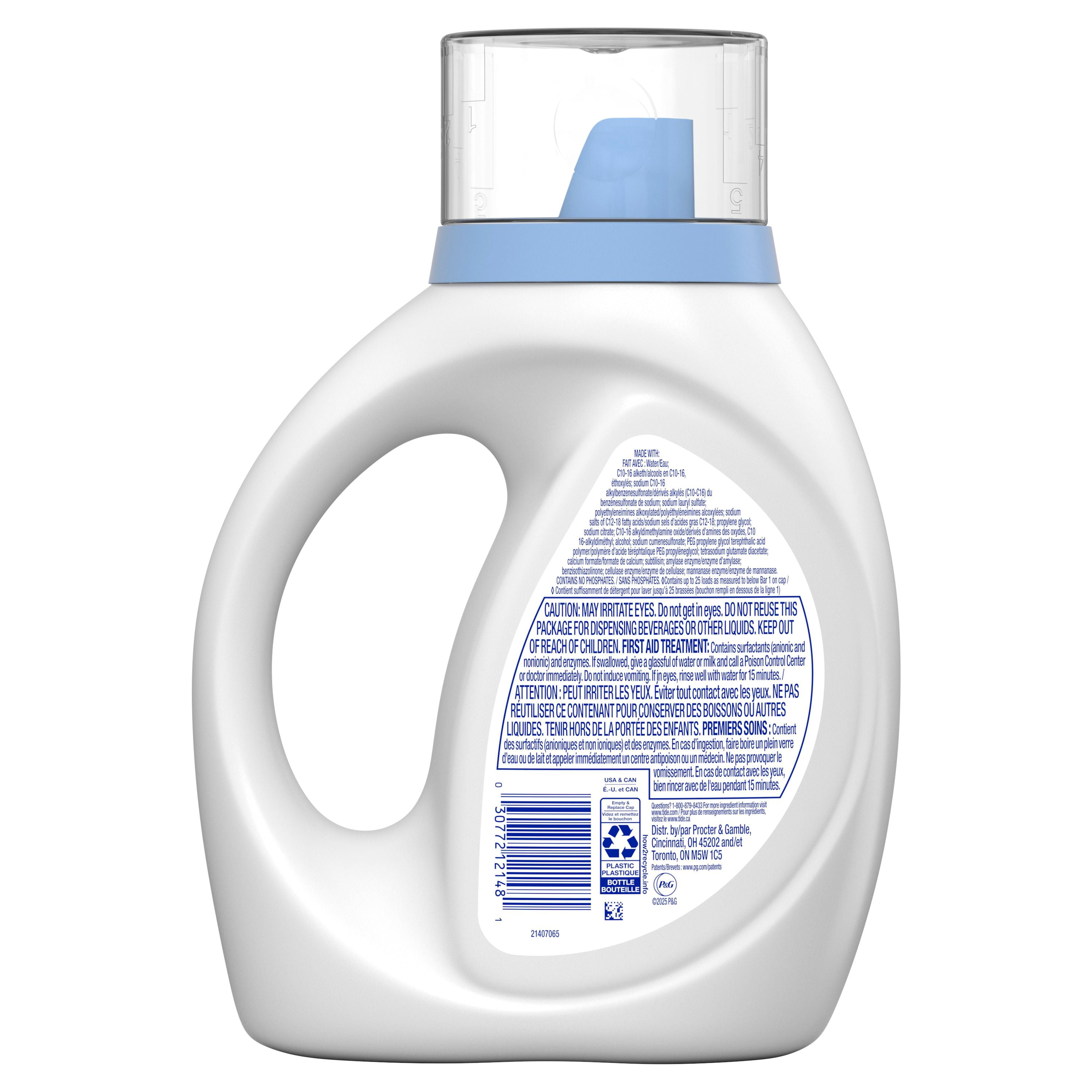 Tide Pur & Doux Détergent à Lessive Liquide, Tide Détergent à Lessive, Détergent à Lessive Propre, 1 Litre, 25 Brassées