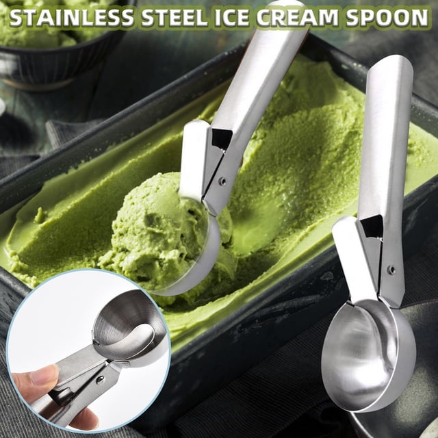 Stainless Steel Ice Cream Spoon Scooper | Multi-Function Fruit Scoop | Home Kitchen Restaurant Dessert Utensil for Scooping Gelato, Melon Balls, and Soft Serve