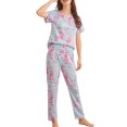 thumbnail image 1 of Innerwin Pajamas Set Plaid Printed Ladies Sleepwear Home Color Block Basic Nightwear Powder During L, 1 of 4