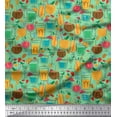 thumbnail image 1 of Soimoi Modal Satin Fabric Straw,Glass & Coconut Drink Summer Designs Print Sewing Fabric Yard 42 Inch Wide, 1 of 3