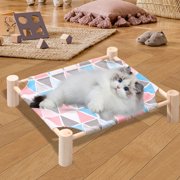 TOUMENY Elevated Dog Bed, Breathable Canvas Hanging Pet Bed for Indoor Outdoor Use, Portable Detachable Design for Cats Small Dogs