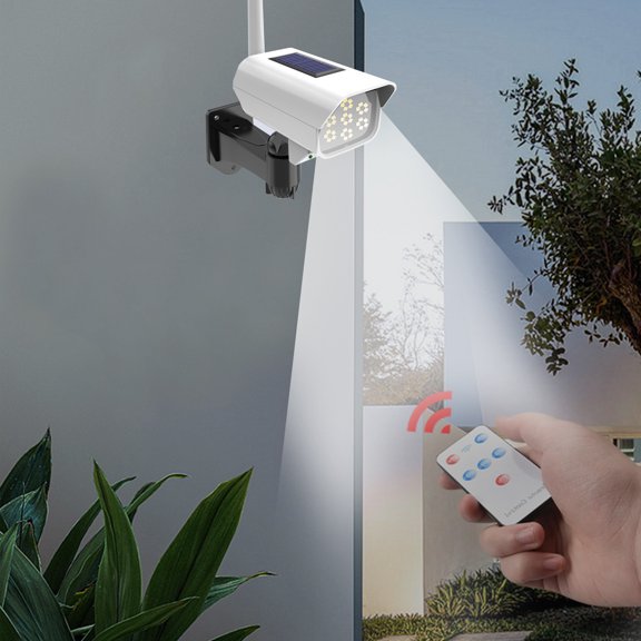Solar Motion Sensor Fake Camera with Flashing LED Outdoor Deterrent for Garden and Business