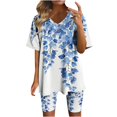 thumbnail image 2 of Blouses pour Femmes, Ensembles de Blouses Décontractées à Manches Courtes Imprimées et Col en V pour Femmes, 2 of 4