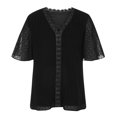 thumbnail image 4 of Hauts pour Dames Manches Courtes Femmes Décontracté Manches Courtes en Chiffonnier Uni Blouse T-Shirt à Col en V Hauts pour Dames Hauts pour Femmes Décontracté, 4 of 7