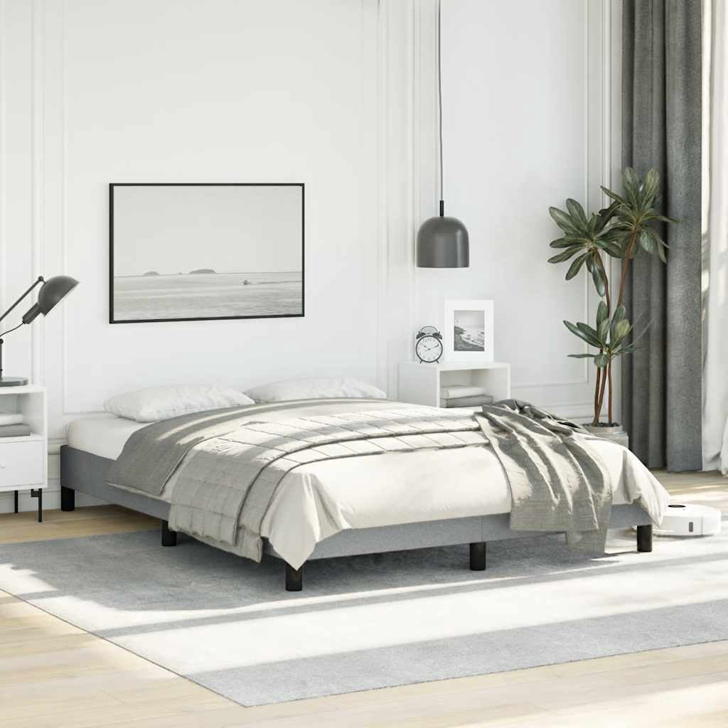 vidaXL Bed Frame Light Grey 137x190 cm Full Fabric