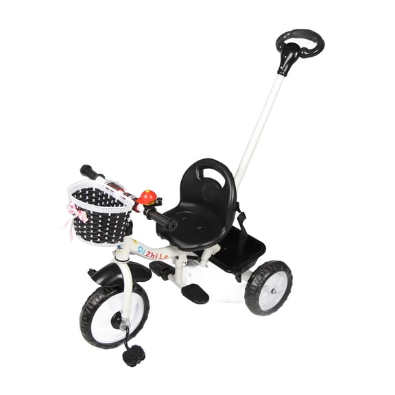 Vélo Tricycle pour Enfants Tricycle d'Équilibre Pédales Pliantes Poignée Poussoir Réglable Contrôle de Direction Vélo pour Tout-Petit