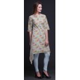 thumbnail image 2 of Bimba Kurti Asymétrique à Imprimé Floral Feuilles Bleues et Pivoines pour Femmes Robe d'Été Indienne Tunique XSmall, 2 of 6