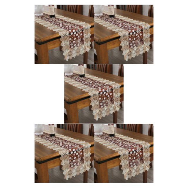 relayinert Comfortable Crochet Lace Table Runner For Easy Care Wedding Easy Wash Fitting wine red 40*120cm 5Set