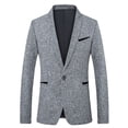 thumbnail image 2 of EGNMCR Jackets for Men Fine Check Woolen Men's Slim And Handsome Suit Top, 2 of 3