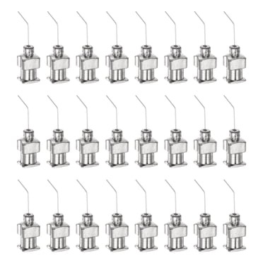 Blunt Tip Dispensing Needle 30 Gauge 1/2" 45 Degrees Bent Flow, Silver Tone, 24pcs
