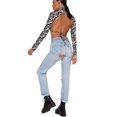 thumbnail image 1 of Opperiaya Tops Manches Longues Femme Imprimé Licol T-shirt Midriff-baring Blouse, 1 of 4