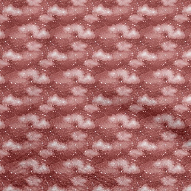 oneOone Coton Flex Rouge Tissu Galaxie Matière de Robe Tissu Imprimé Tissu au Mètre 40 Pouces de Large