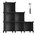 thumbnail image 1 of SONGMICS 6 Cube Storage Organizer, DIY Closet Shelf, Plastic Clothes Organizer, Modular Bookcase, 11.8 x 11.8 x 11.8 Inch Cubes, with Feet and Rubber Mallet, Black ULPC06H, 1 of 7