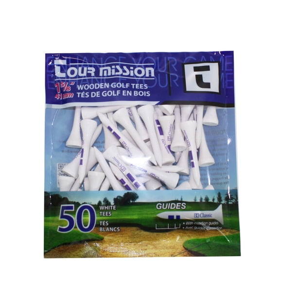 Tour Mission, 1 5/8" (41mm) Tés De Golf En Bois Blanc, paquet De 50 par Tour Mission