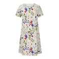 thumbnail image 4 of Pisexur Robe à Manches Courtes à Col Rond pour Femme Été Décontractée Col Rond Manches Courtes Plissée Imprimée Robes Femme Robe, 4 of 5