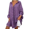 thumbnail image 4 of Birdeem Tuniques pour Femmes Amples Décontractées T-Shirt à Col à Revers Dames Manches Longues Blouse à Boucle Hauts, 4 of 6