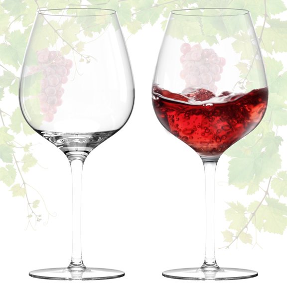 MesaSe Red Wine Glasses 2Pcs 16.9oz Long Stem White Wine Goblet Clear Hand Blown Crystal Wine Glasses for Cocktail Cabernet Home Bar Wedding Parties
