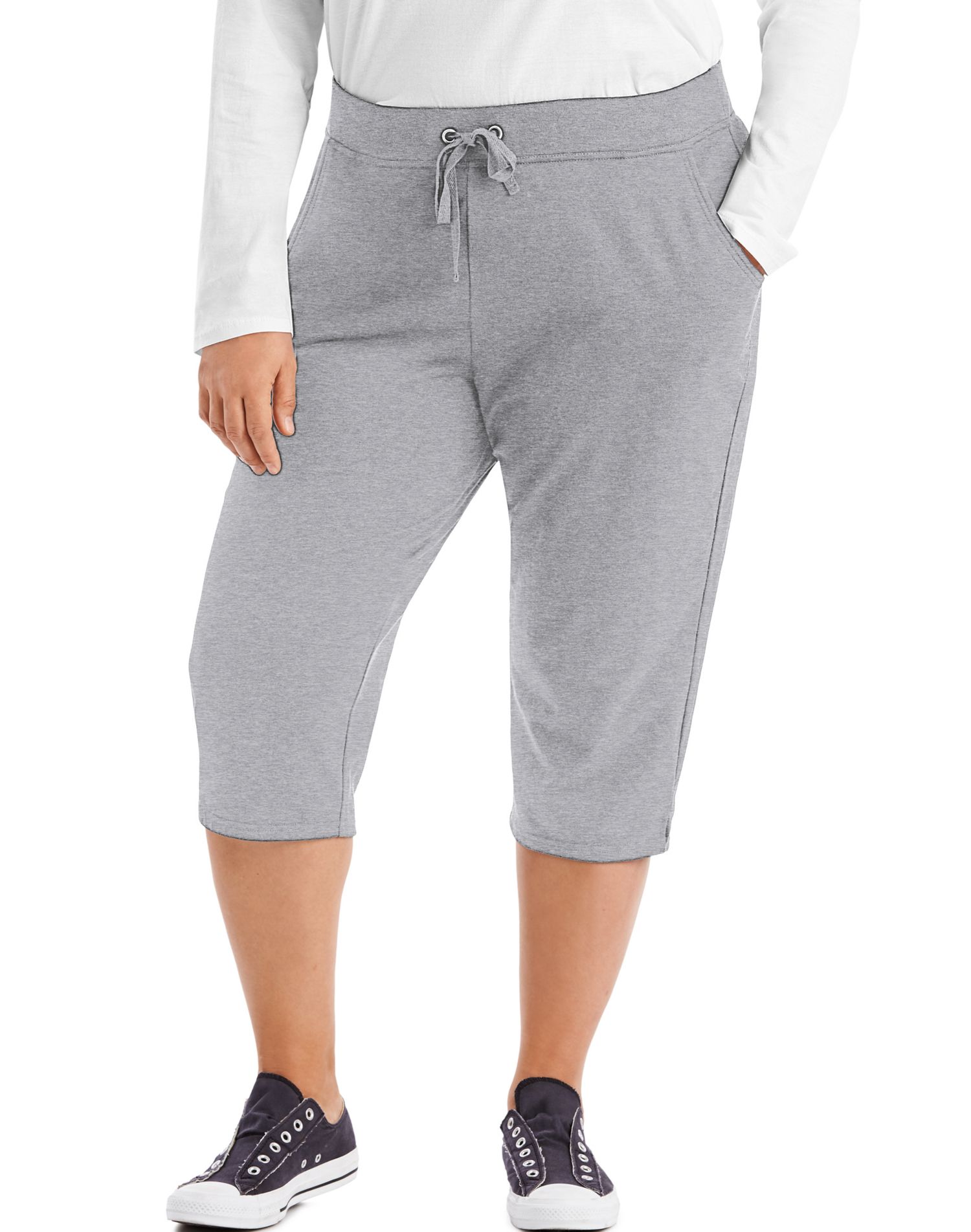 Just My Size Capris en Molleton Français pour Femmes, 3X, Acier Clair