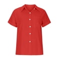 thumbnail image 4 of asjyhkr Blouses for Women Button down Short Sleeve T Shirt Solid Color Fashion Summer Tops Solid Color, 4 of 5