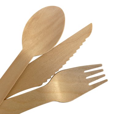 Fork Spoon Knife Combo set | Bio Mart Birch wood Cutlery Set|Natural|Eco-friendly|Heavy Duty,Re-usable Backyard Compostable|Disposable|Biodegradable|Theme Party, Wedding |Pack of 30, 75 or 300