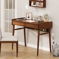 thumbnail image 4 of Costway Bamboo Writing Desk 39.5" Computer Study Desk with 2 Storage Drawers & Open Shelf, 4 of 10