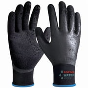 KAYGO Waterproof Work Gloves for Men and Women, Rubber Coated Non-slip Working Gloves for Garden, Outdoor Construction, KG150, Black, M