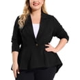 thumbnail image 1 of Agnes Orinda Women's Plus Size Blazer Button Notch Panel Ruffle Peplum Blazers 5X Black, 1 of 8