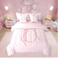 thumbnail image 1 of Erosebridal Cartoon Initial U Bed in a Bag Full size, Kawaii Ribbon Bed Set, Teens Princess Decor, Reversible, 1 of 1