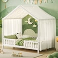 thumbnail image 1 of Noble house Montessori Floor Bed with Canopy, Full Bed Frame for Kids, White, 1 of 10