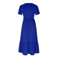 thumbnail image 4 of Cameland Robe d'Été Décontractée pour Femme à Manches Courtes et Col Ras du Cou, Robe Longue Fluide à Étages pour la Plage avec Poches, 4 of 8