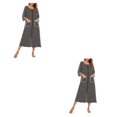 thumbnail image 4 of yingyy 1/2/3 Polyester Robe de Nuit pour Femmes Décontractée de Remplacement Col Rond Manches Longues Double Poche Respirante Peignoir de Maison Vêtement de Nuit Noir m 2 Pcs, 4 of 6
