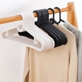 thumbnail image 4 of 10 Pack - Plastic Clothes Hangers - Multi-Functional Hanging Supports, for Home Use, Display & Drying, Durable & Strong, White, JKODE, 4 of 8
