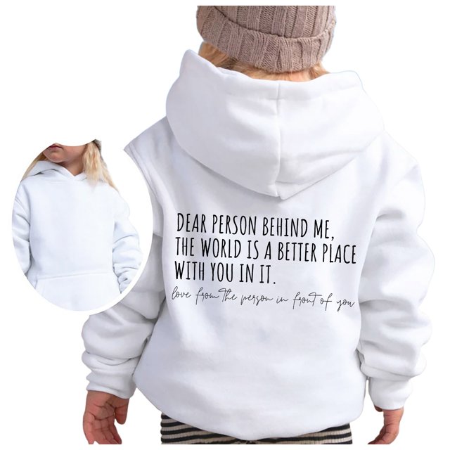 PMVFHDE Liquidation Automne Sweat à Col Rond Sweat à Capuche pour Filles Manches Longues Sweat à Capuche Graphique Pulls Mignons pour Enfants Vêtements pour Filles Blanc,160