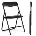 thumbnail image 3 of EDTara Modern Folding Card Table & Chair Set, Leather Padded Cushioned Chairs, Durable Steel Frame, Square Folding Table for Dining or Game Room, 3 of 8