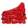 thumbnail image 4 of Oyolan Big Girls Gymnastic Workout Set 2PCS Crop Tops with Shorts 4-16 Years Sequins Dance Outfit Red 12, 4 of 7