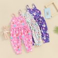 thumbnail image 4 of Gupgi 1-6Y Kids Girls Easter Jumpsuits Toddler Strap Sleeveless Rabbit Print Suspender Pants with Pockets, 4 of 9