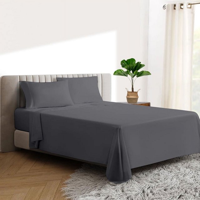 600 TC Egyptian Cotton RV King Bed Sheet Set Include's - 15" inch Deep Fitted Sheet | 1 Flat Sheet | 2 Pillowcases | Dark Grey Solid