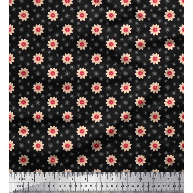 Soimoi Poly Georgette Fabric Artistic Floral Decor Fabric Printed Yard 42 Inch Wide