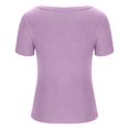 thumbnail image 4 of Timegard Hauts de Sortie pour Femmes Col Rond Confortables Coupe Ajustée Manches Courtes Couleur Unie Hauts Décontractés, 4 of 5