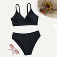 thumbnail image 2 of MIASHUI Girls Swimsuit Bikini Set Bathing Suits Two Piece Solid Color Swimwear Bathing Suit,Black,8-10 Years, 2 of 3
