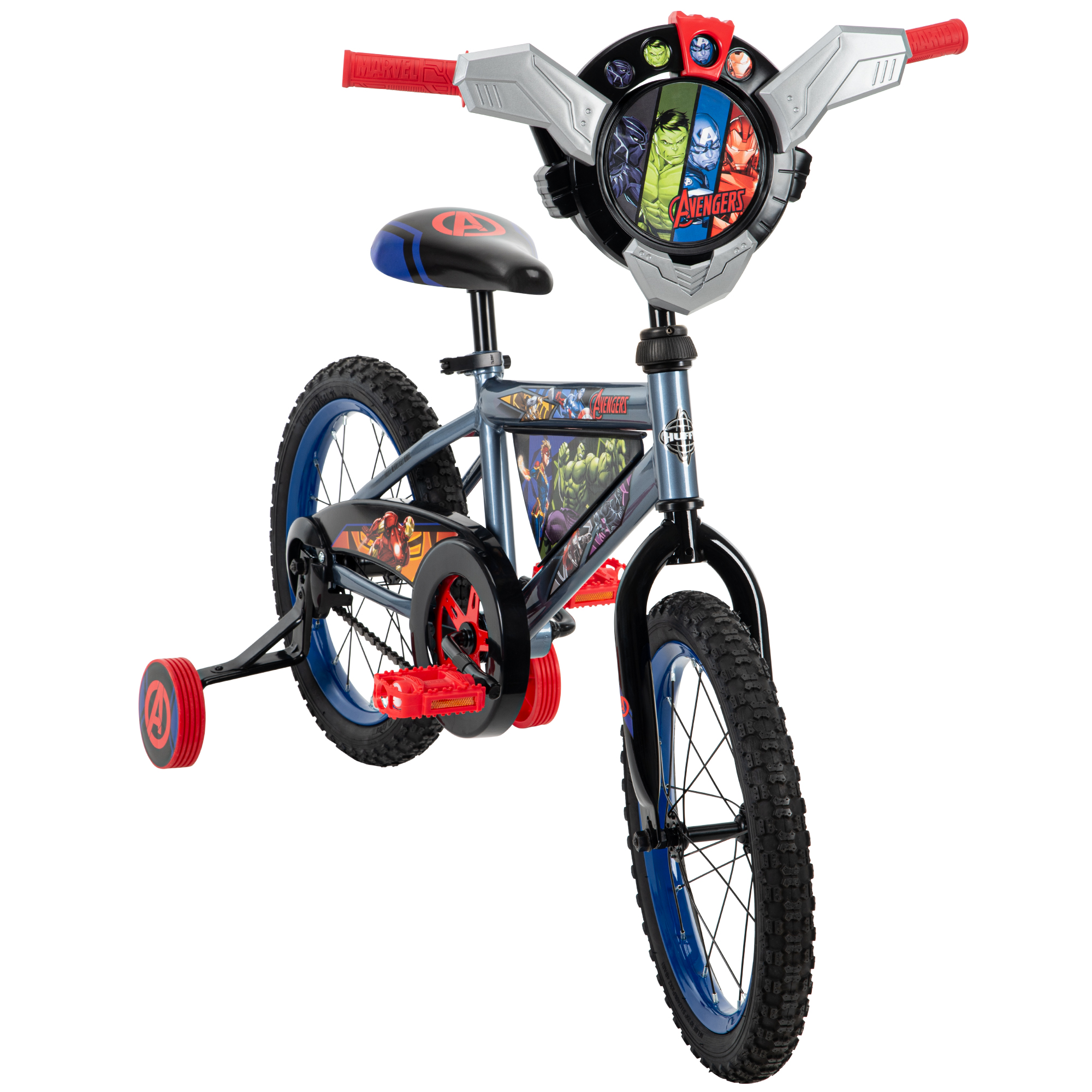 Huffy 16-inch Marvel Avengers Bike for Boys with Training Wheels, Grey/Red