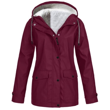 Meichang Women's Plus Size Winter Parkas Waterproof Windproof Casual Coats Jackets Warm Thicken Overcoats Zip Up Hooded Fleece Lined Coats Regular Solid Color Raincoats Outwear with Snap Pockets