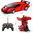 thumbnail image 2 of Remote Control Car Transform Robot RC Cars, 1:18 Scale Racing Sports Cars with LED Light One-Button Deformation for Kids 6+, 2 of 6