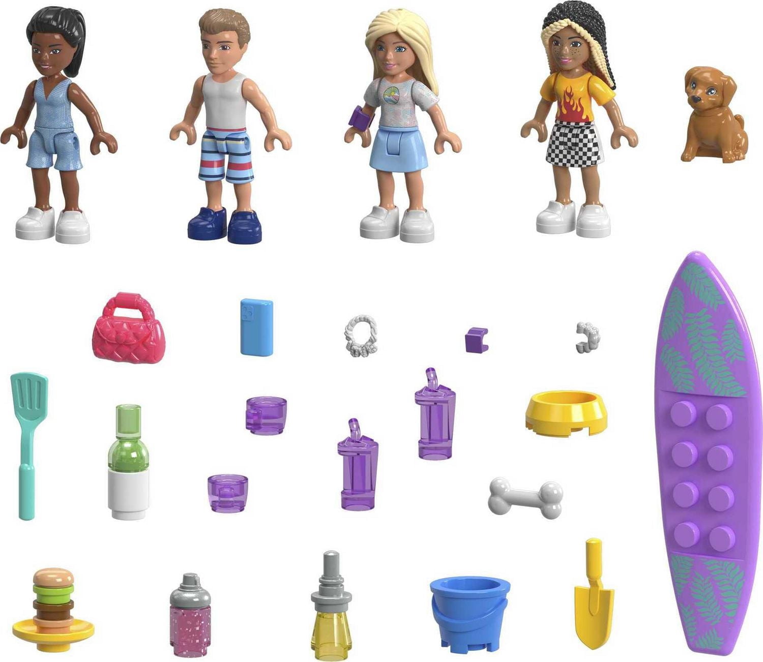 MEGA Barbie Dream Camper Adventure Building Kit Playset with 4 Micro-Dolls (580 Pieces)