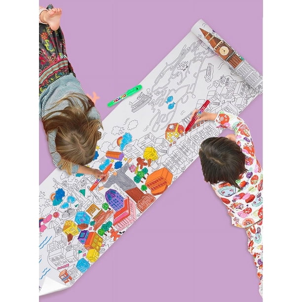 Rouleau De Coloriage Géant 2x300 Cm – Thèmes Animaux Et Véhicules – Papier Adhésif – Cadeau Créatif Dès 3 Ans
