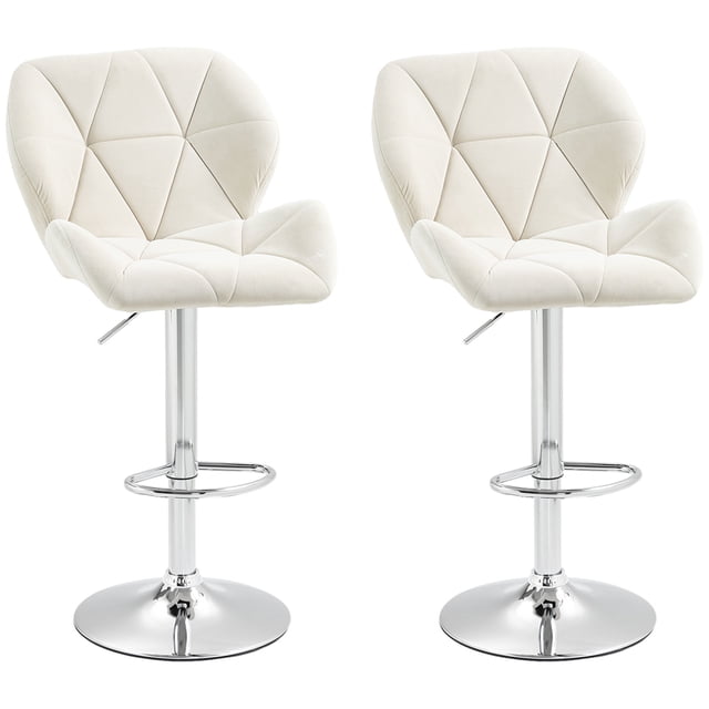 HOMCOM Adjustable Swivel Bar Stools Set of 2 with Velvet Upholstery